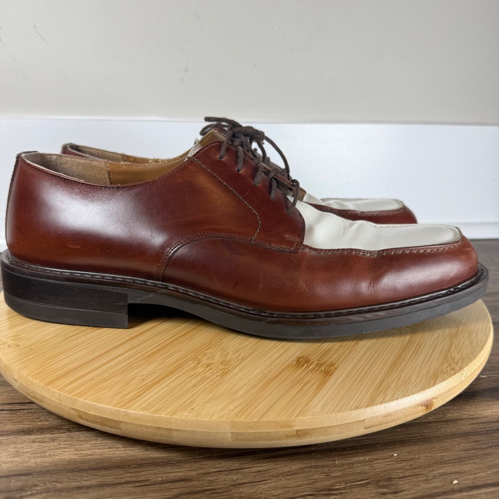 Florsheim @ease Spectator Derby Mens 12 Brown White Two Tone Leather Italy